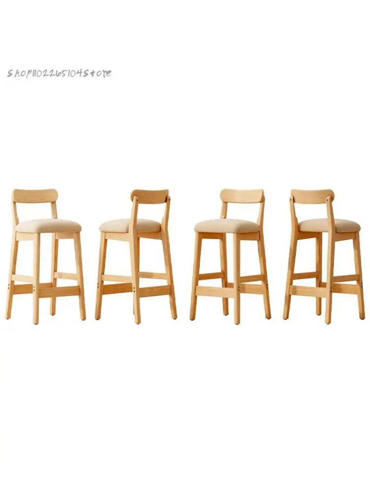 Стол от масивно дърво в Скандинавски Стил, Семеен Бар стол с облегалка, Модерен Прост Лек Луксозен Бар стол, Бар стол зад гишето за регистрация