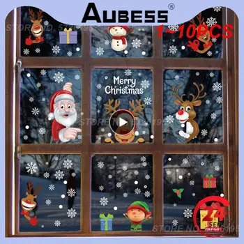 1 ~ 10ШТ Коледна стикер на прозореца, Етикети с Снежинками Дядо Коледа, Зимни стикери за стени, детски стаи, нова година Коледна прозорец