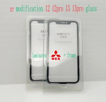 1 бр. подходящ за iphone xr модификация 12 12pro 13 13pro, плосък LCD екран, на предната външна стъклена леща, външен екран без облекчение