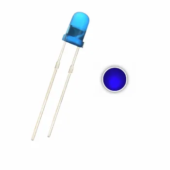 100 бр., 3 мм, син светодиод, множествена, с кръгла глава, 3, широкоъгълен лампа с преминаващ отвор, светлинните мъниста
