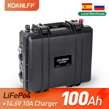 12V 100Ah LiFePO4 Акумулаторна батерия е 12.8 V Водоустойчива Акумулаторна Литиево-железен Фосфат батерии, Вградени BMS за двигателя