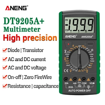 ANENG DT9205A + Цифров Мултицет ac/dc Професионален Тестер за Транзистори Електрически Мултицет NCV Тестов Измерител на Автоматичен Диапазон Ture RMS