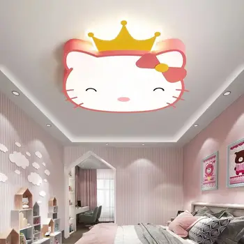 Cartoony сладко Коте тавана лампа с изображение на котка, интериор за детската спалня, умни led плафониери за стаята момичета, полилей, детска лампа, розов