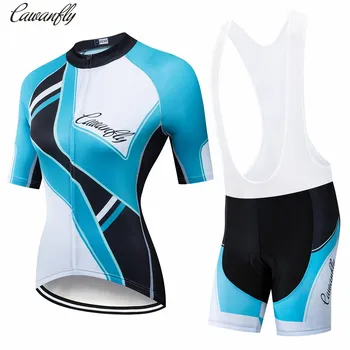 CAWANFLY Летен комплект Фланелка за колоезденето с къс ръкав Дамски дрехи за планински Велосипеди Дишащи дрехи Pro Team Велосипедна облекло