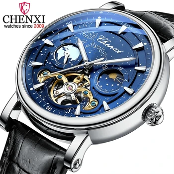 CHENXI 8872 Бизнес Мъжки Автоматично механични часовници с Турбийоном, Ръчен часовник с Фазата на Луната, Модни Луксозни Светещи часовници 2023