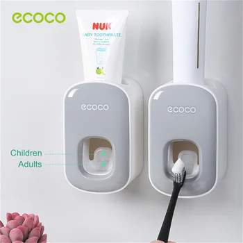 ECOCO Творческа Монтиране на стена Автоматично Опаковка на Паста за зъби Притежателя на четка за зъби Сокоизстисквачка За Паста за зъби, Набор от Аксесоари За Баня