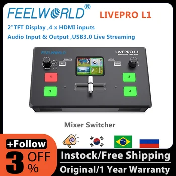 Feelworld Livepro L1 Video Switcher Мультиформатный Видеомикшер За директно излъчване в реално време Brocasting Studio Record Switcher