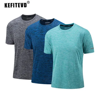 KEFITEVD Комплект от 3 теми, бързо съхнещи Мъжки Тениски За Бягане, Спортна Тениска за Фитнес Зала, Лека Тренировочная Тениска, Пуловер, Топ, 3 Опаковки