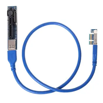 PCI-E 1X до X1 удължителен кабел Адаптер за USB 3.0 Кабел SATA Power PCI Express Удължител за Дънната платка PC PCIE X1 Слот Странично Допълнителна карта