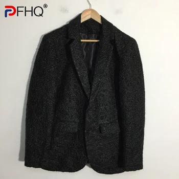 PFHQ, мъжки якета от вълнен конец с произволна бродерия, Тежка промишленост, Есенни Литературни Прост висококачествен всекидневен костюм, палто 21Z1585
