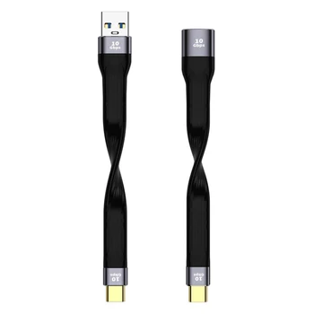 USB кабел от мъже, жени, до тип C Кратко кабел за бързо зареждане, тел за пренос на данни, поддръжка на PD