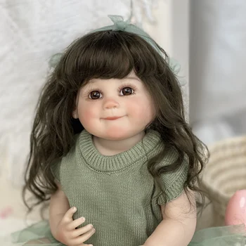Vinyl 22-инчов кукла-Реборн Ръчно изработени, реалистична играчка Bebe Boneca, Вкоренени Косата, Muñeca de bebé