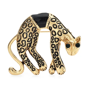 Wuli & baby Сладки леопардовые брошки за жени, Унисекс, емайл, бързо тичат животни, вечерни ежедневни брошки, игли, подаръци