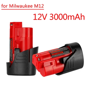 Батерия Milwaukee 12 В 3 Ah, съвместим с Milwaukee M12 X 48-11-2410 48-11-2420 48-11-2411 12- Батерия за безжични инструменти Волта