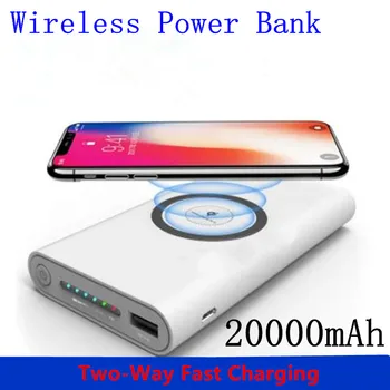 Безжична бързо зареждане на Power Bank е Преносимо зарядно устройство с капацитет 20000 ма Преносимо външно зарядно устройство с висок капацитет за iPhone Xiaomi Samsung