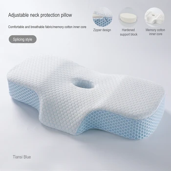 Възглавница за шията от памук, с ефект на паметта, за съня, за отпускане на шийката на матката, за възрастни, богат на функции Ергономична възглавница