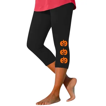 Дамски Ежедневни модни стегнати панталони за йога с принтом Тиква за Хелоуин, меки Свободни панталони за йога за жени, панталони за йога с хрупкави задните части