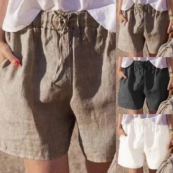 Дамски летни мода, Нови обикновена ластични шорти на талията, ежедневни панталони