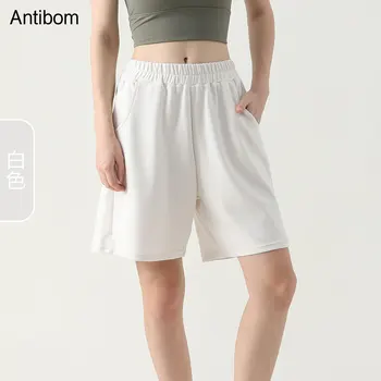 Дамски Тънък спортни шорти свободно намаляване на Antibom с прави панталони на четвърт инч, ежедневни панталони, бързо съхнещи, ежедневни панталони