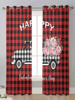 Ден на Свети Валентин Червено Каре Камион Цветя, Прозрачни завеси За прозорците на хола Завесата Тюлевая Завеса Cortinas Завеси За дома