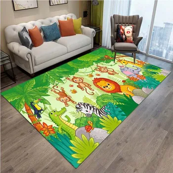 Детски килим с шарките на анимационни животни, килими за хол, килими за спални, интериор за спални