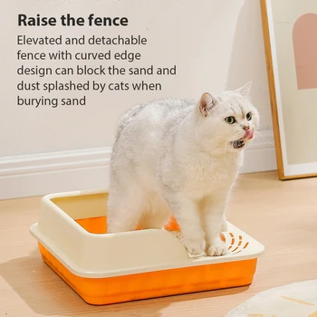Дизайн на кутия за котешки тоалетни, Полузакрытая Пясък, Голям Обемен тоалетна, което предотвратява пръскане, Тава, Стоки за котенца, Голям пълнител за котешки тоалетни, легла за котки
