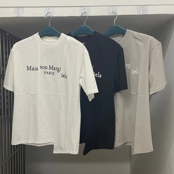 Директна доставка, Тениски Mm6 Margiela, Памучни Блузи с къс ръкав и писмото Принтом, Ежедневни Облекла за двойки, Свободни Тениски MM6 за Мъже И Жени