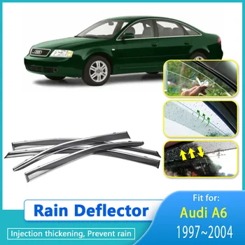 Дъждовна Дефлектор За Audi A6 4B, C5 1997 1998 1999 2000 ~ 2004 Козирка на Страничните Прозорци От Слънце, Дефлектор за Дъжд, Комплект Защитни Аксесоари