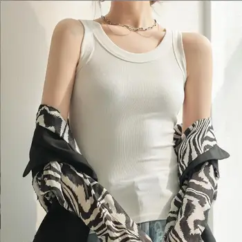 Женска тениска на бретелях с дърворезба, 2023, Нова корейска версия, Нов елегантен топ с широк пагон