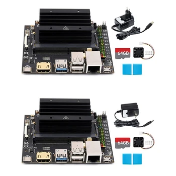 За в jetson Nano 4GB + 16G Lite DEV AI Такса за разработка + Модул Jetsonnano + Вентилатор + 64G SD карта + Четец + Захранване 5V 3A