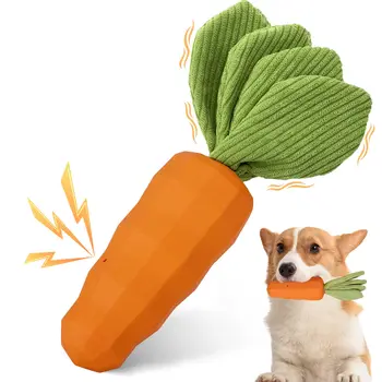 Играчка за дъвчене на кучетата, Морков писклив играчки за кучета, устойчиво до революция в зъбите Играчка за почистване на зъбите от естествен каучук за агресивни жевателей, играчки за домашни кучета
