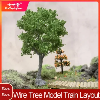 Изкуствени телена дървета, модел на дърво 15 см, Миниатюрна имитация на пясък маса, Декорация на ландшафта, Модел на дърво, Влак, железопътен транспорт/Макет на железница