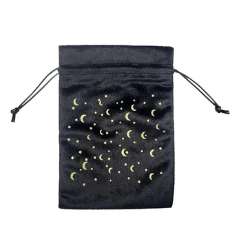 Кадифе защитно опаковане за десктоп игри с предвижданията на Закопчалката на Шнур, Чанта за съхранение на Карти Таро, Черна чанта за забавни декорации