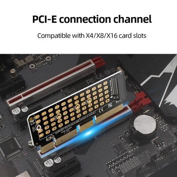 Карта на адаптера M2 NVME SSD до PCIE4.0 Карта за разширяване на Full Speed X4 MKEY PCIe Странично Card Подкрепа на сървъра 1U за 2230-2280 M. 2 SSD