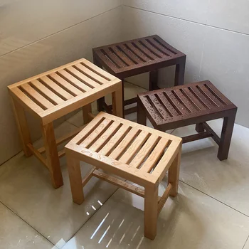 Кратък стол от масивна дървесина, антикорозионна малка дървена пейка за самостоятелна стая, баня, за един старец, специална седалка, нескользящее, водонепроницаемое