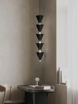 Креативен минималистичен окачен лампа, Алуминий рог, led окачен лампа, Модерен дизайн, спални, Фонова стена, вътрешно осветление
