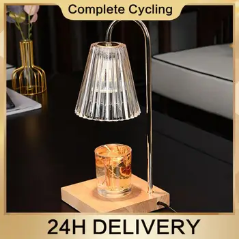 Лампа-свещ с етерично масло, Благородна Квадратна дървена поставка, Свечный нагревател, съчетаващ практичност и украса.