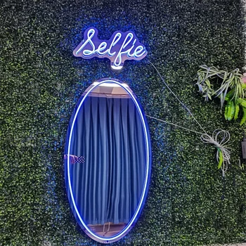Липсата на MOQ Персонални Неонова реклама selfile Led Flex с Потребителско Име огледален Неонова реклама за Декора на стените
