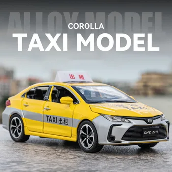 Модел автомобил Toyota Taxi в мащаб 1/32, играчки за кола, отлитые под натиск от сплав, със звук и осветление, са подбрани модел за детски празнични подаръци