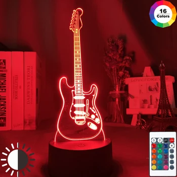 Музикален Инструмент Детска нощна светлина Led, 7 цвята, което променя декор спални, Лампа, Китара, подарък за деца, настолна USB-3d лампа за бас