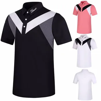 Мъжка тениска за голф, лятна спортни облекла за голф, риза с къс ръкав, дишащи риза с къси ръкави суха засаждане за мъже