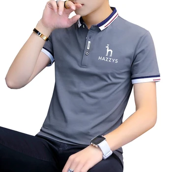 Мъжки брандираната риза Hazzys 2023, лятна ежедневни риза с къси ръкави, мъжки приталенная тениска с къс ръкав и деколте под устата