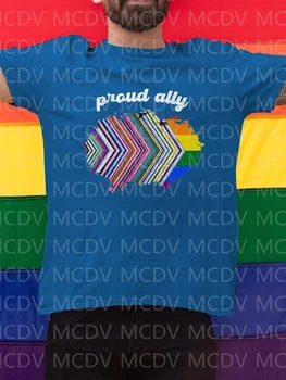 Мъжки тениски Градиент гордостта на Дъгата знамето с надпис Proud Али Inclusive 3D Принт Цветна тениска с принтом Best He Him Hole LGBT3D