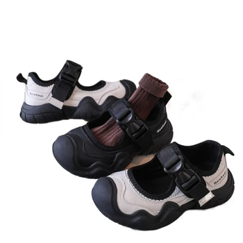 Нова детска нескользящая обувки на равна подметка, бебешки маратонки за ходене и тичане, есенна ежедневни обувки за момчета и момичета, кука и контур