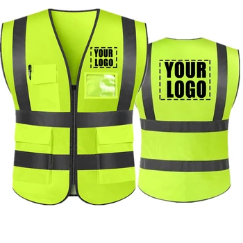 Обичай вашият текст лого, отразяваща жилетка за сигурност, персонални строителна пътна облекло за Колоездене на открито
