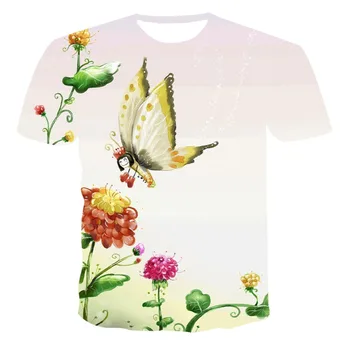Популярният творчески тениска Yama Cross border с 3D Принтом Огнени Птици, насекоми, мъжка Мода Тенденция тениска с къс ръкав и кръгло деколте
