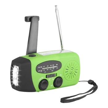 Портативно ръчно слънчево радио 2000 mah, аварийни радио за нощуване на открито, радио на слънчеви батерии AM / FM с фенерче