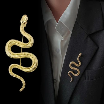 Реколта брошка във формата на змии за жени и мъже, луксозна метална брошка във формата на змии във формата на животно, игли за ревери, сватба парти, ежедневни бижута, подаръци