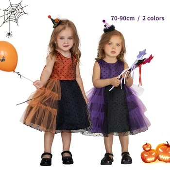 Рокля за малки момичета на Хелоуин, сетчатое рокля на точки с сращиванием, празнична рокля за изпълнения на деца от 0 до 2 години, рокля на Принцеса за Бала-селското стопанство