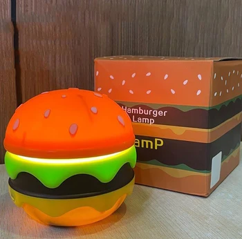 Сгъваем хамбургер лека нощ акумулаторни с предавателна карикатура LED лампи сензорно управление за декорация на дома детски подарък, нощно сладко